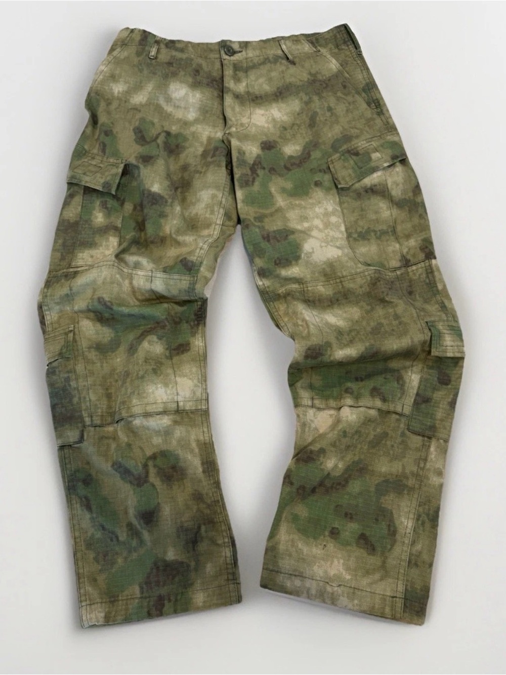 Army Tactical Pants Size Large/XL Military Double Knee Ripstop Camo Green